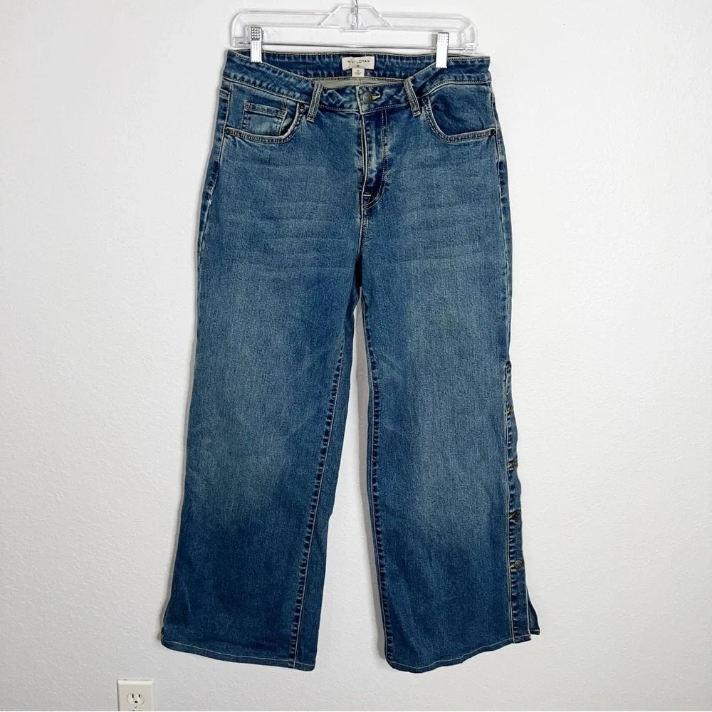 Nili Lotan X Target Wide Leg Jeans Women’s Size 12 Snap Button Sides C